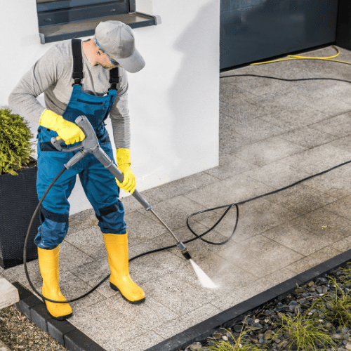 Pressure washing patio