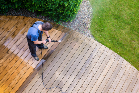 pressure washing patio contrast